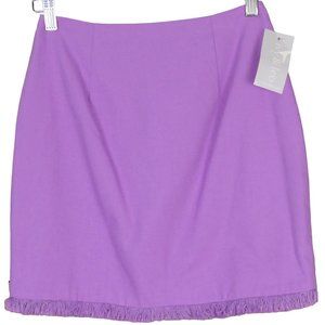 Blue Blush Lilac Purple Linen-Cotton Blend Fringed Mini Skirt Size Small NWT